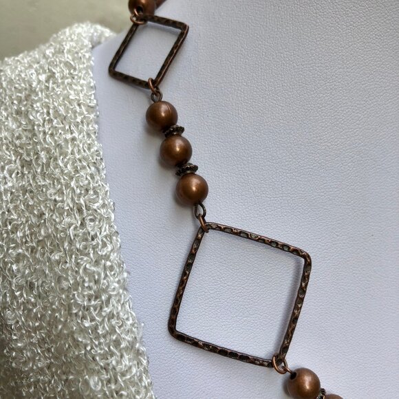 Stylish Square Link Necklace in Antique Copper - Picture 2 of 7